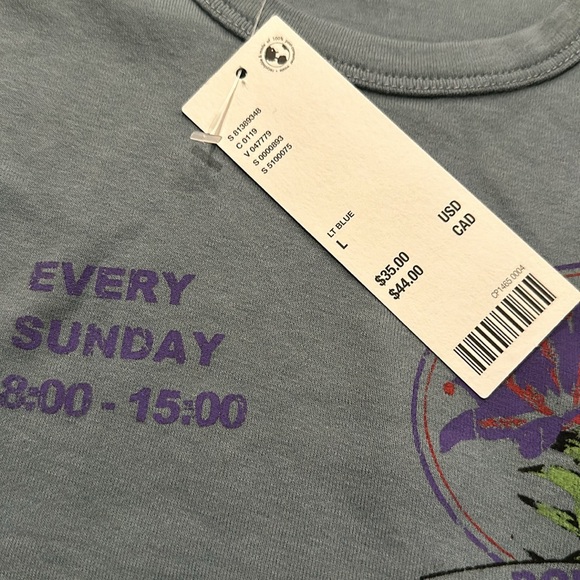 NWT Urban Outfitters Flower Market Baby Tee Light Blue Large - Picture 5 of 6